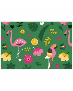 lola-placemats-afwasbaar-groen-roos-flamingo-papegaai-dieren-speels-zomer-exotisch